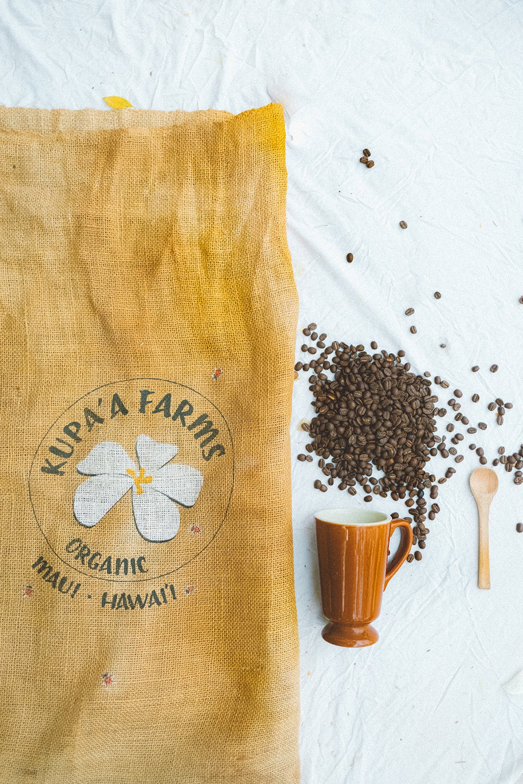 Coffee Burlap Sack with Kupa a Logo Kupa a Farms